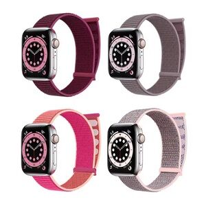 4 Band Set Nylon Apple Watch Straps, For Watch Sizes 42mm/44mm/45mm/49mm